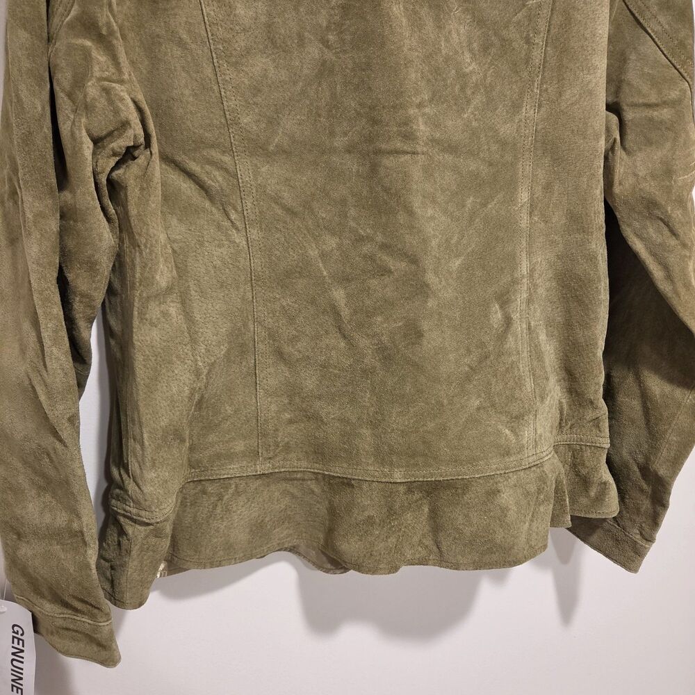 CHADWICKS Suede Leather Jacket 10 Womens Olive Button Up Blazer Classic NEW Y2K - Picture 12 of 12